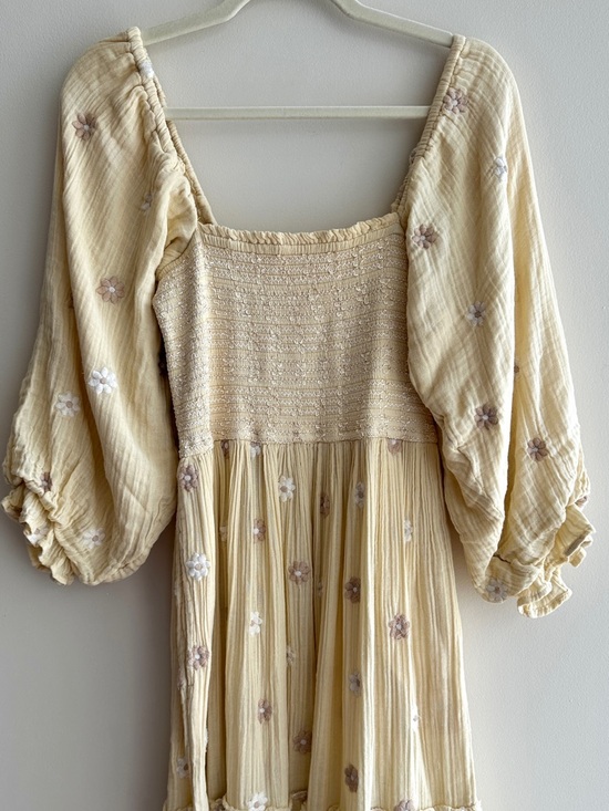 Free People Dahlia Embroidered Maxi Dress, Daisy Butter Yellow, Small - Picture 4 of 16